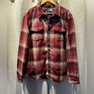 PrAna Men’s L Wool Red Plaid Zip-Up Jacket